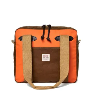 Filson Tin Cloth Tote Bag With Zipper Dark Tan / Flame