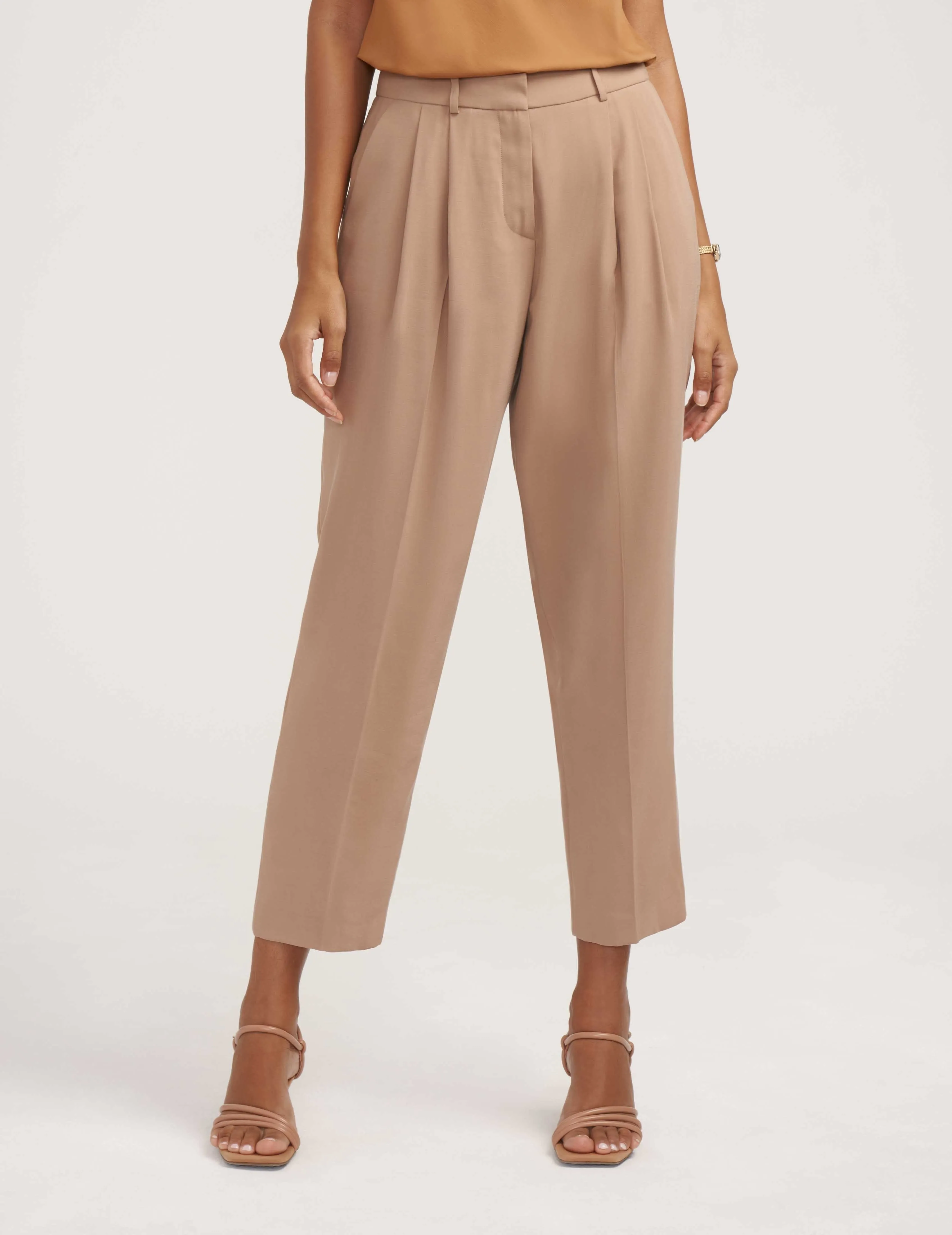 Fly Front High Rise Pleated Pant- Sale