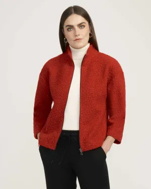Funnel Neck Zip Front Sherpa Jacket- Sale