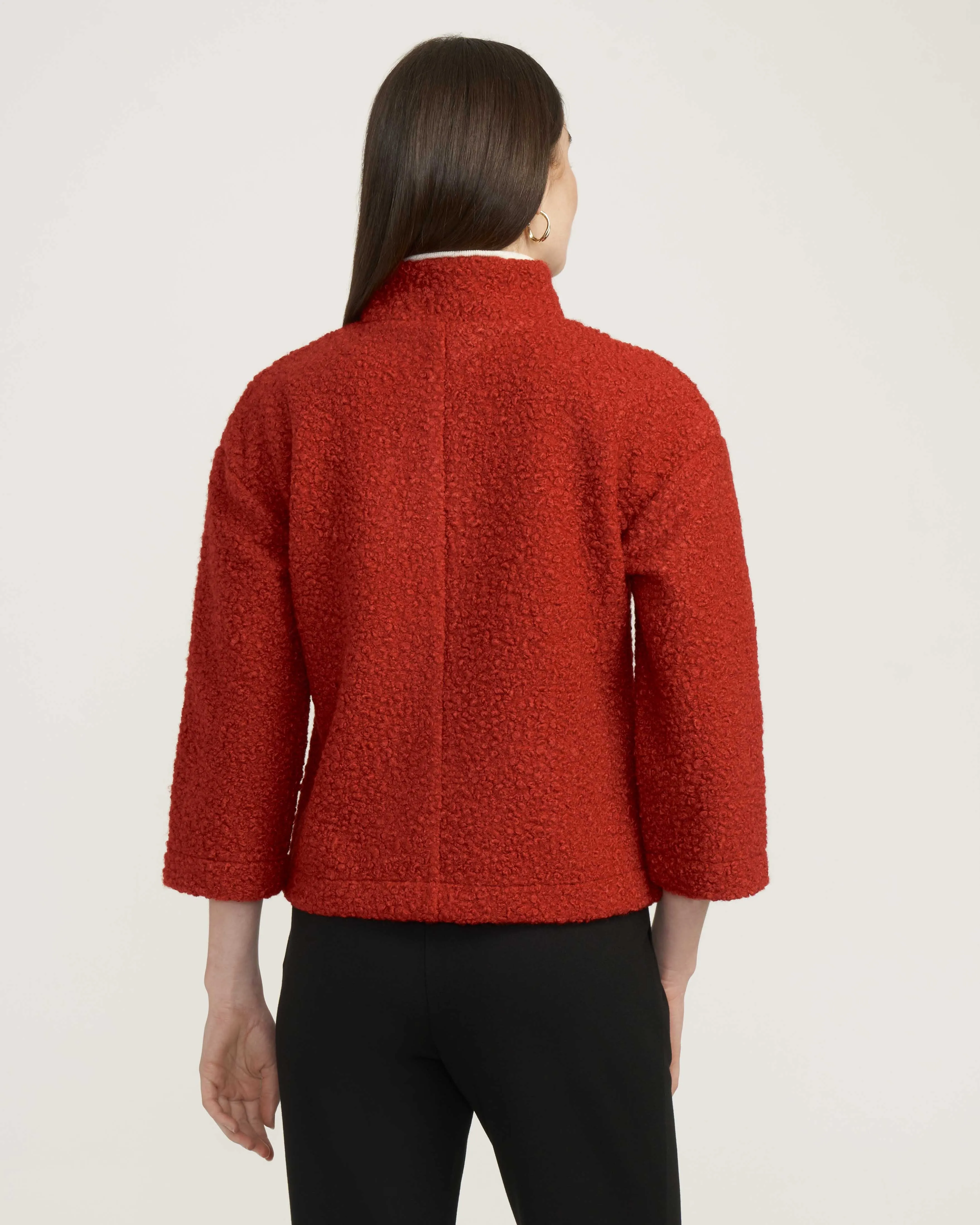 Funnel Neck Zip Front Sherpa Jacket- Sale