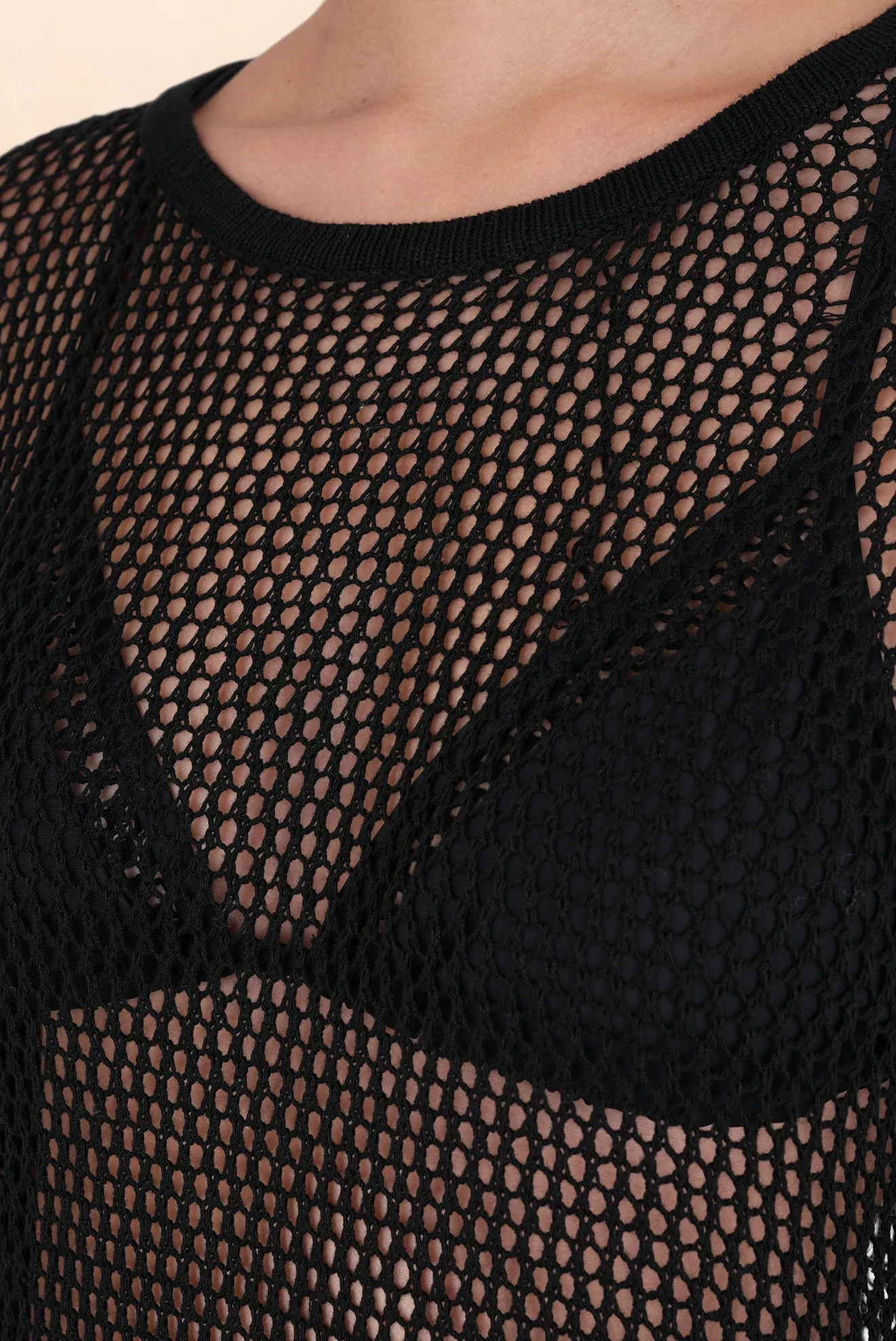 Genie Long Sleeved Net Dress - Black