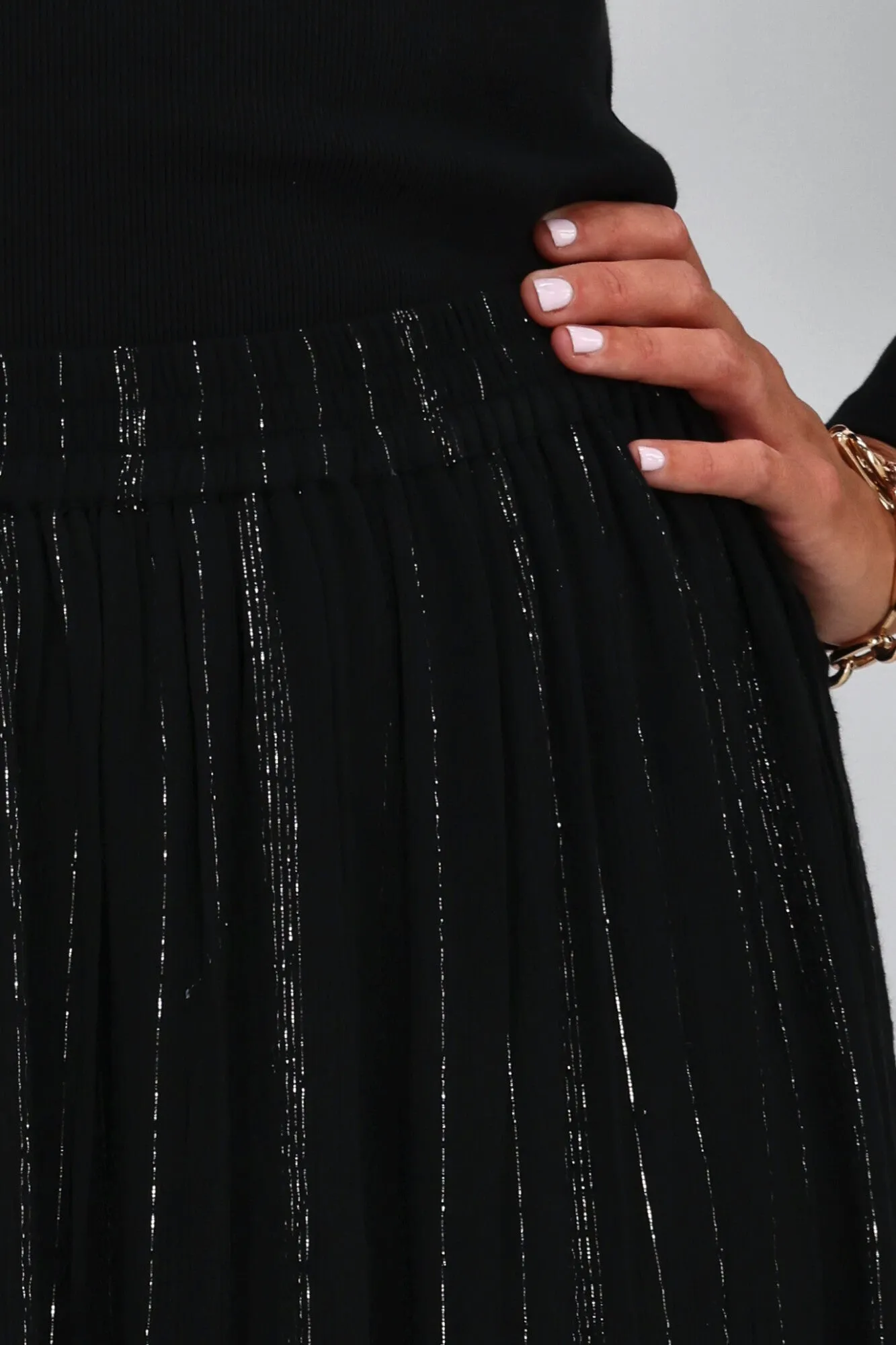 Gloss The Label Senora Maxi Skirt Black Lurex