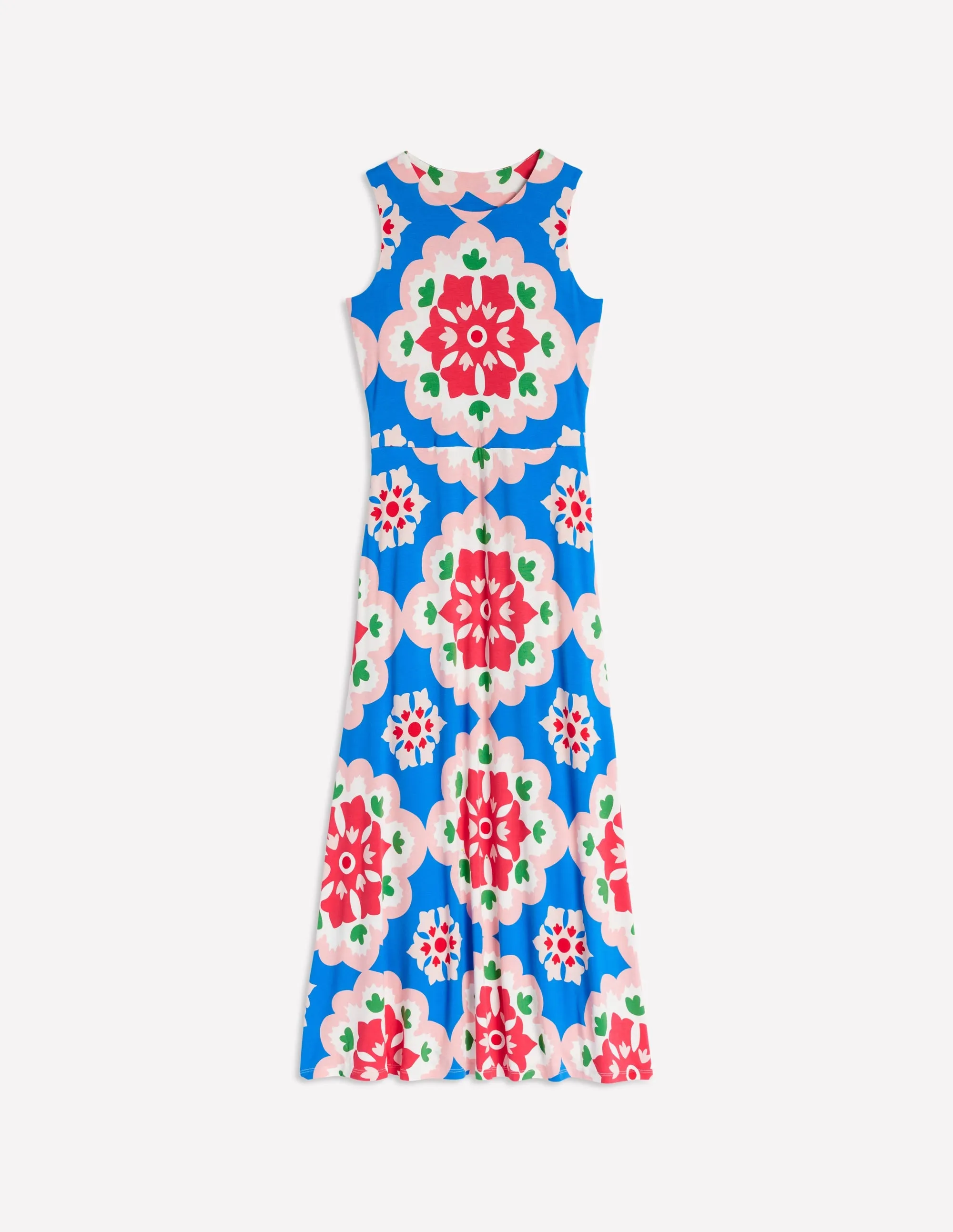 Grown On Tie Trapeze Dress-Cerulean Blue. Bloom Geo