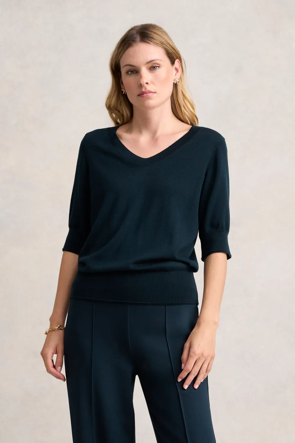 Half Sleeve Wool Knit - Ink