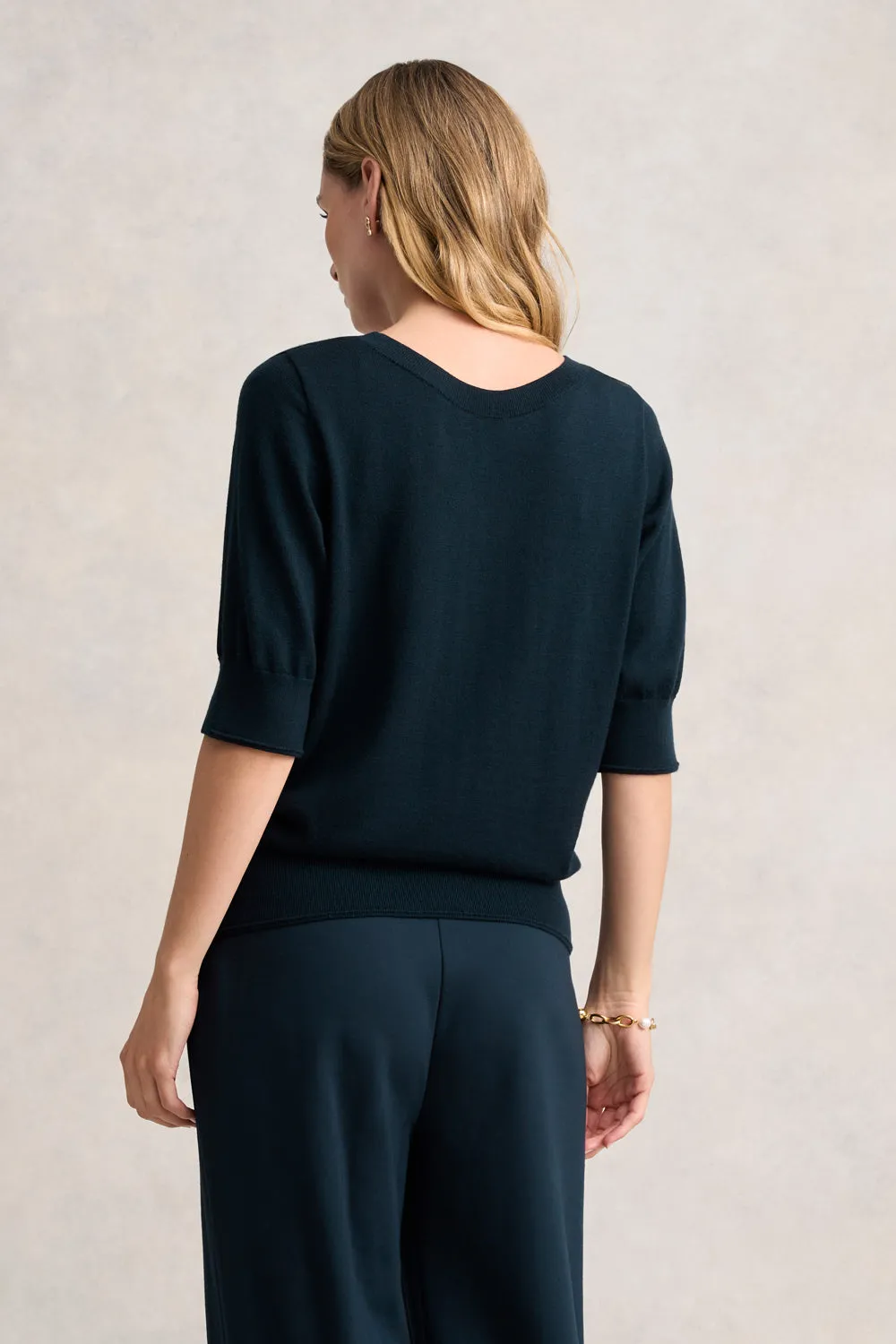 Half Sleeve Wool Knit - Ink