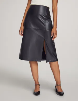 Hollywood Vegan Leather Slit Front Skirt- Sale