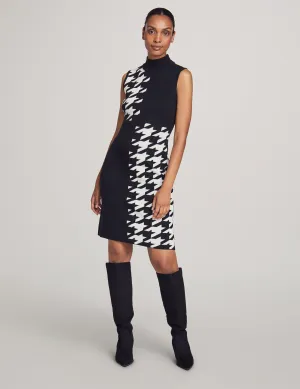 Houndstooth Mock Neck Sweater Dress- Sale