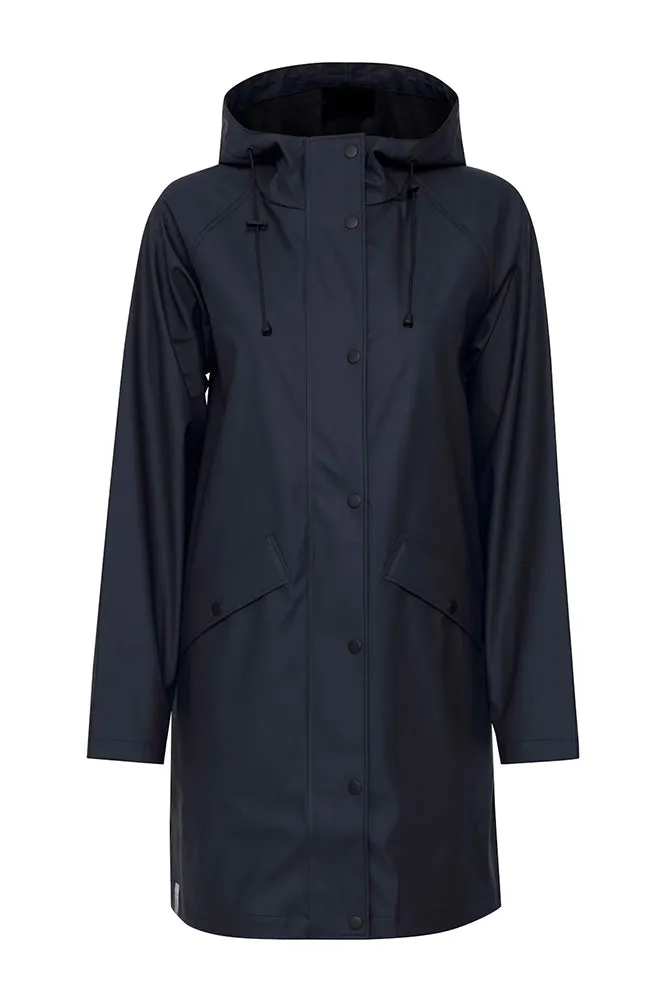 ICHI Tazi Total Eclipse Navy Raincoat