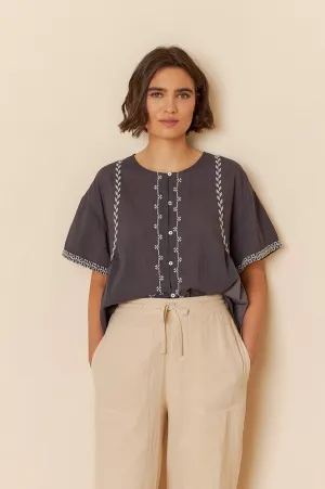 Indi & Cold Embroidered Trapeze Shirt