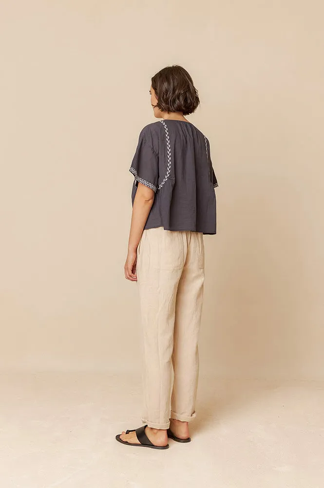 Indi & Cold Embroidered Trapeze Shirt