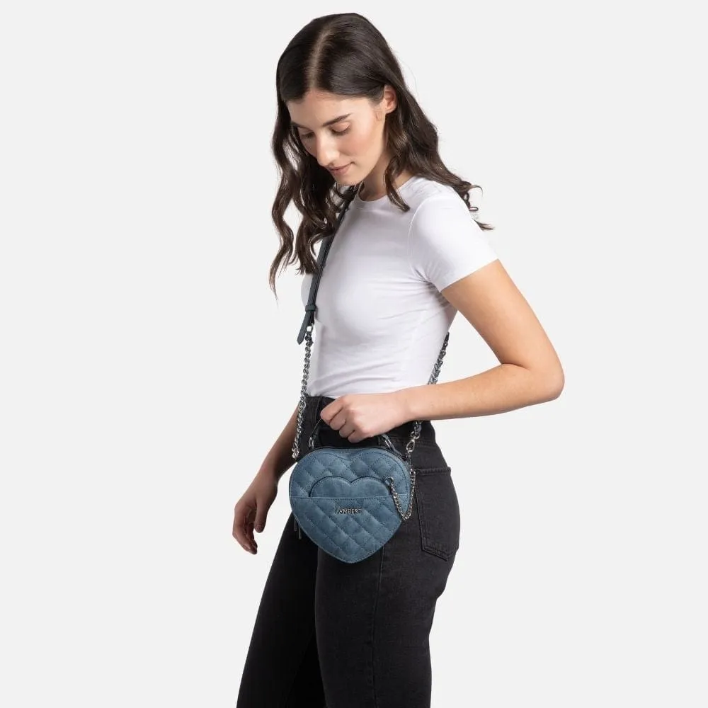 Le Cailli - Sac à main coeur 2-en-1 en cuir vegan denim
