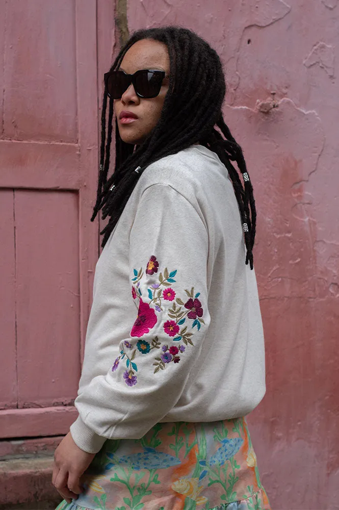 Louise Misha Judith Heather Cream Embroidered Sweatshirt