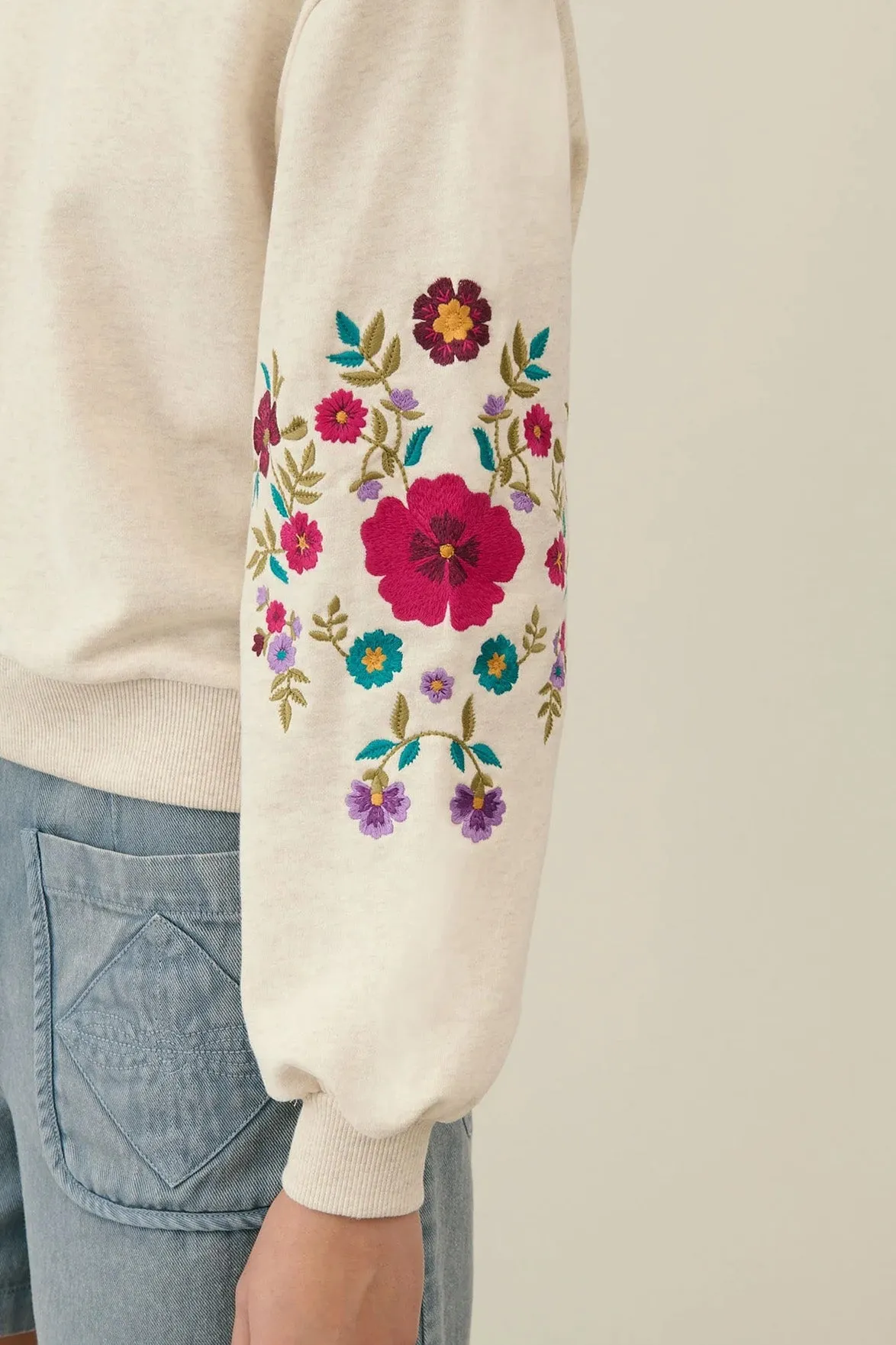 Louise Misha Judith Heather Cream Embroidered Sweatshirt