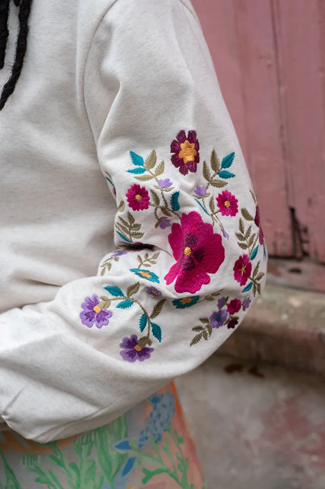Louise Misha Judith Heather Cream Embroidered Sweatshirt