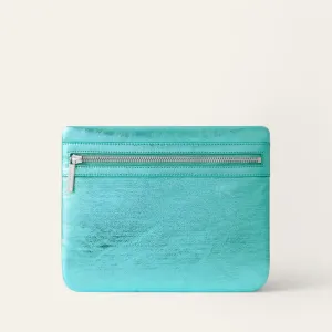 Mia Pouch | Metallic Turquoise with Silver hardware