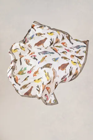 Multi Bird Print Silk Scarf - Multi