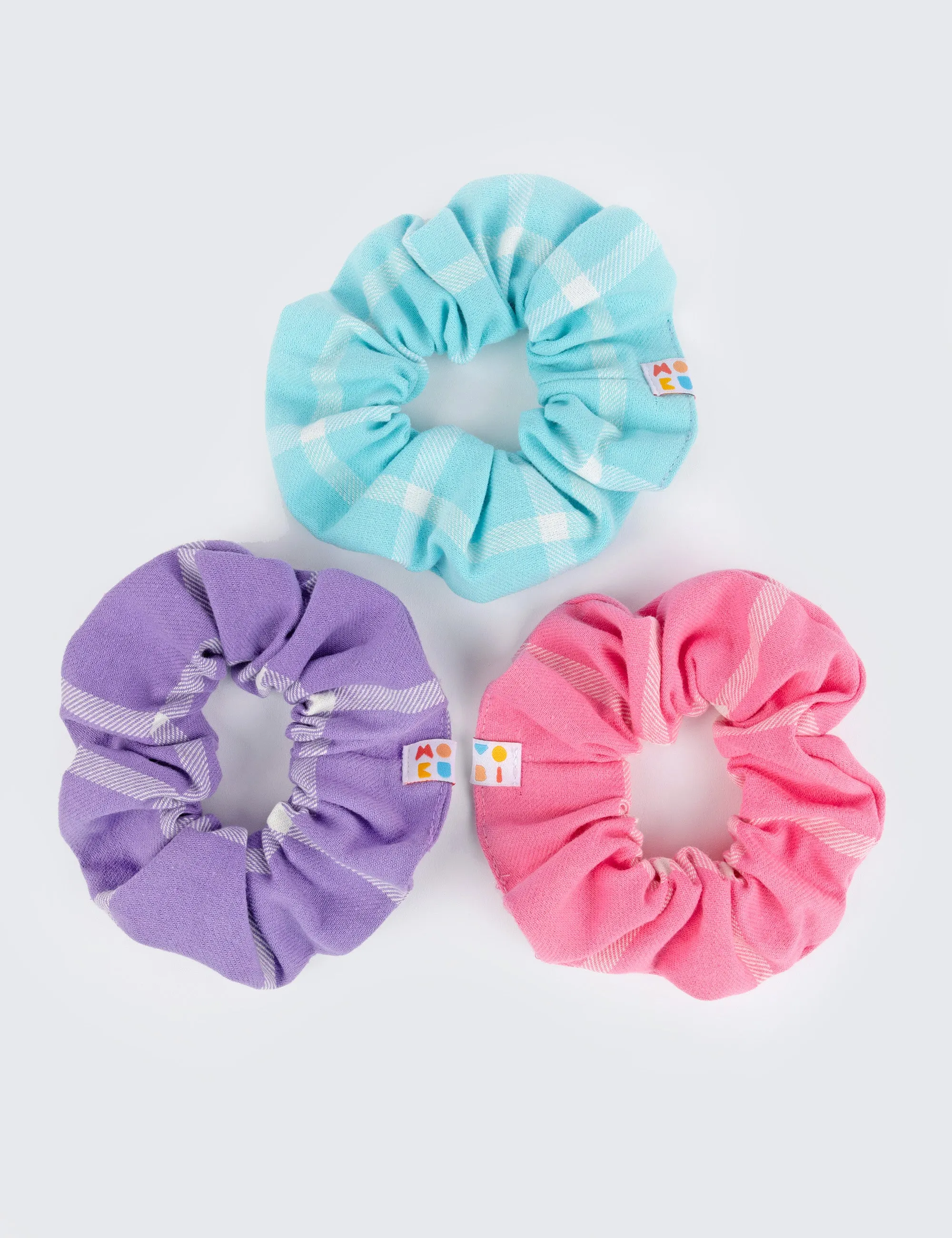 Pastel Grid Scrunchie 3-Pack