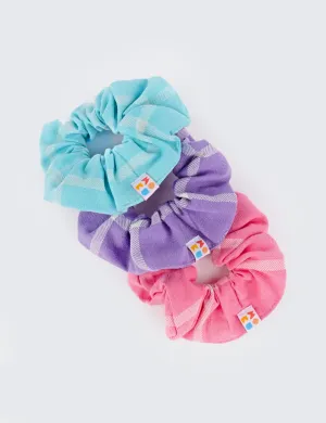 Pastel Grid Scrunchie 3-Pack