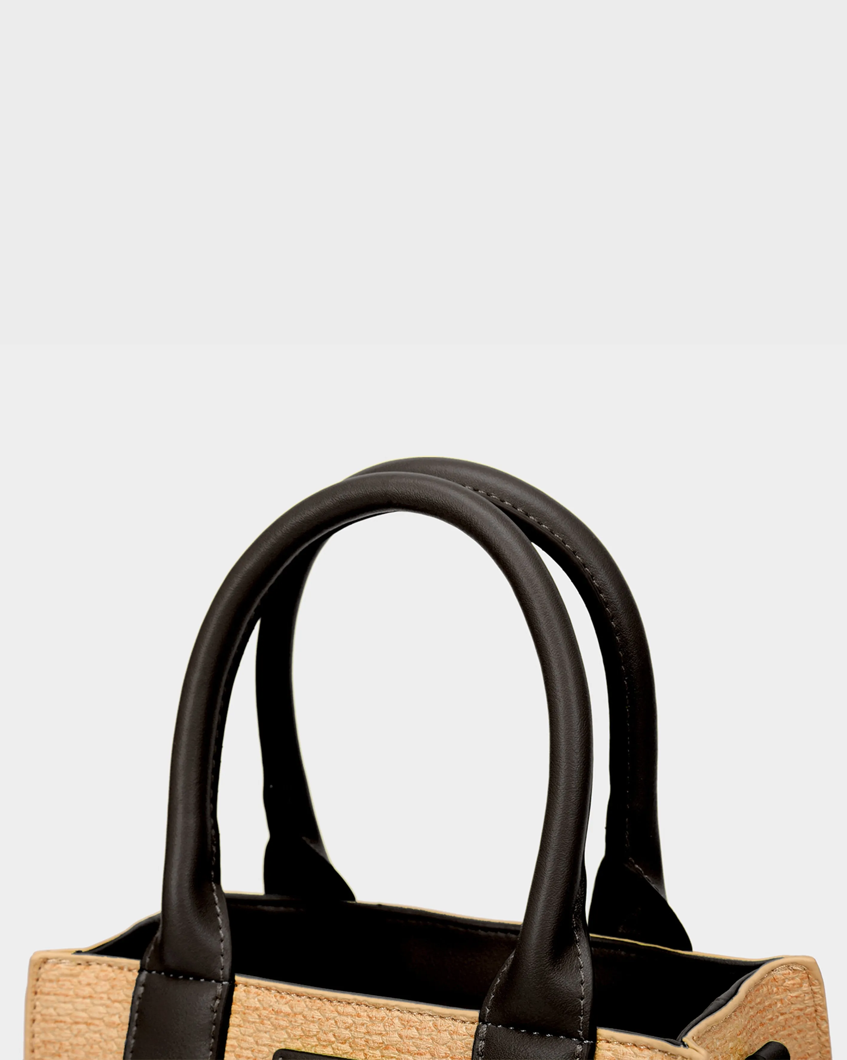 Pebble Leather Mini Tote Bag in Black & Beige