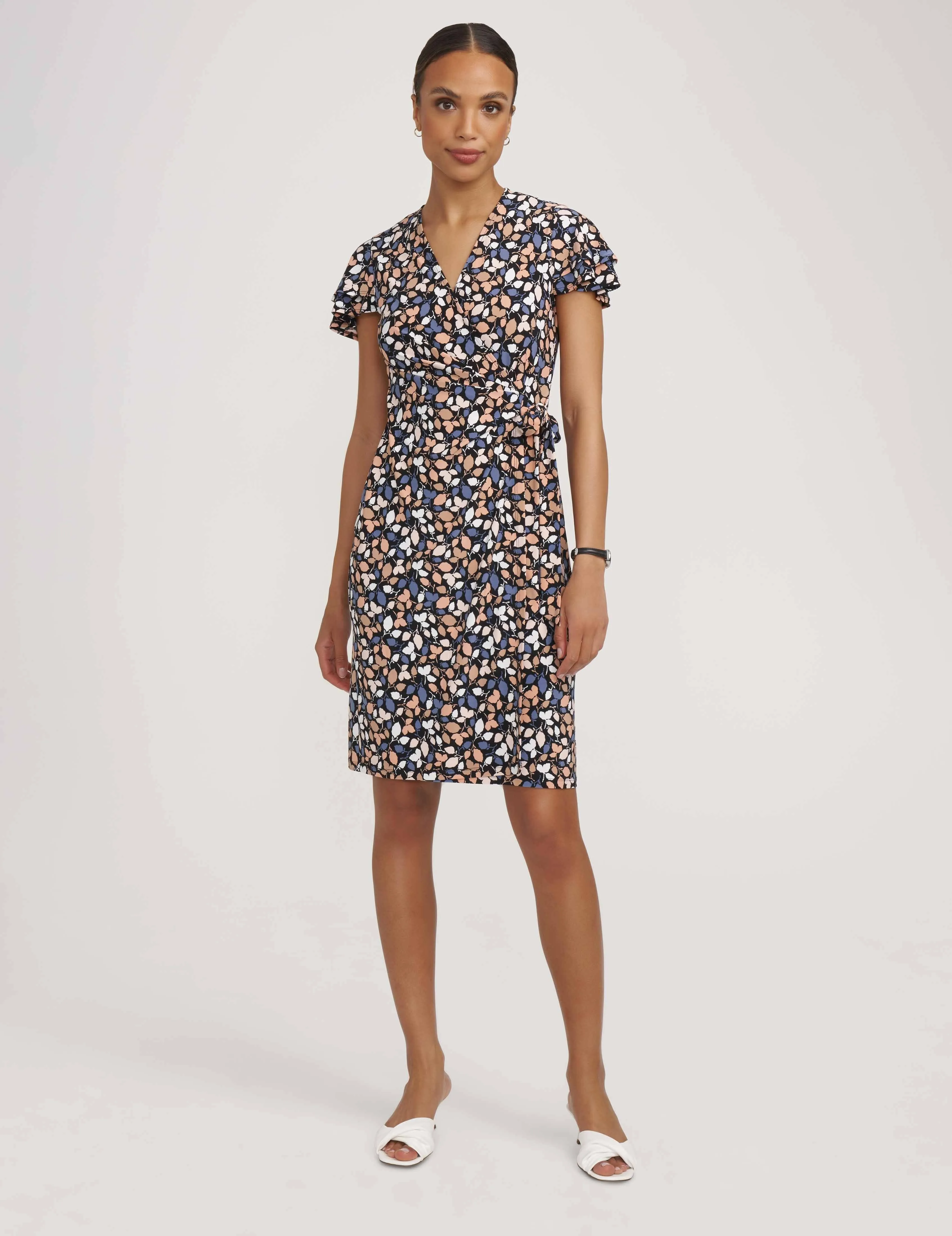 Printed Ity Classic Wrap Dress- Sale