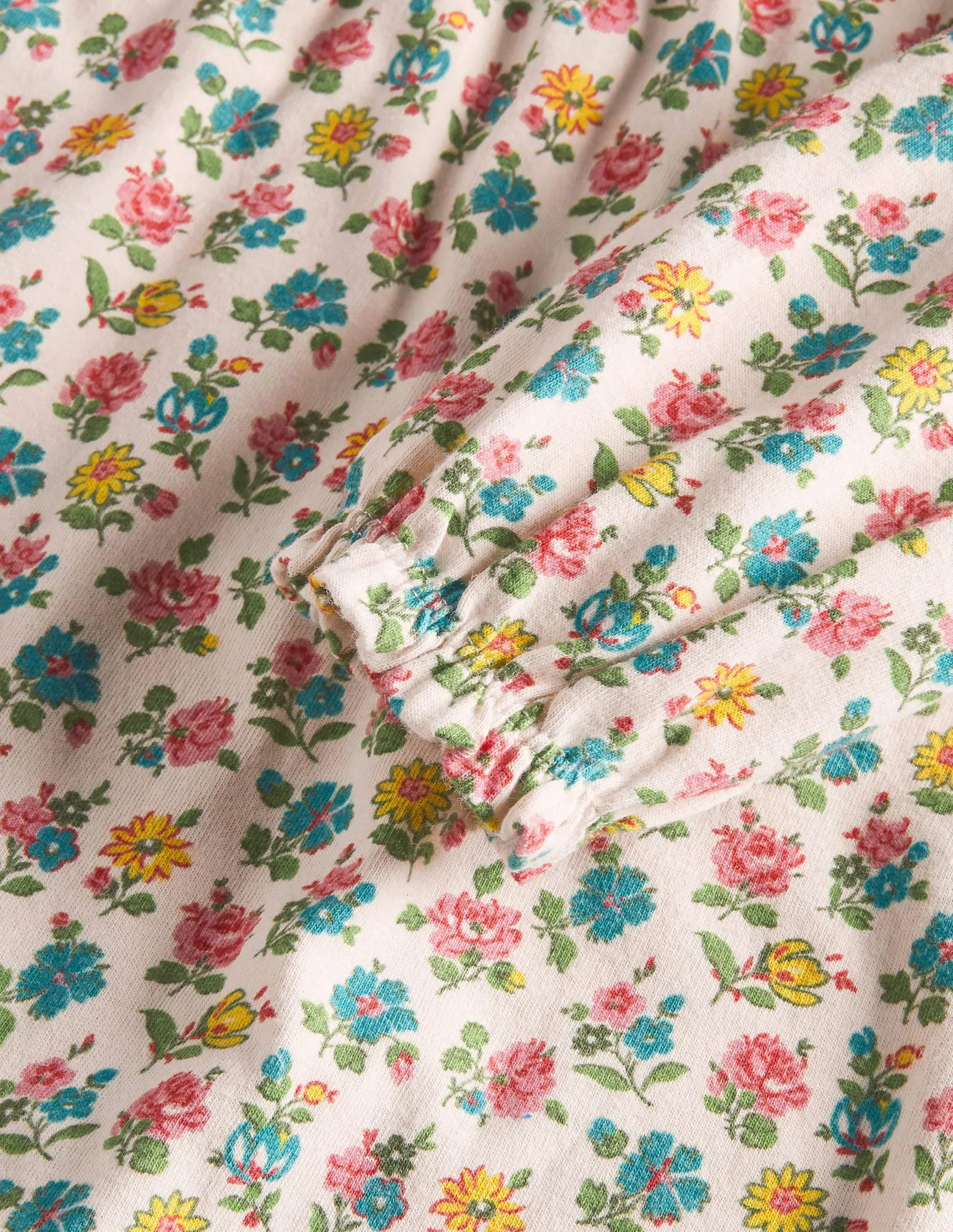 Printed Long-sleeved Nightie-Ivory Patchwork Floral