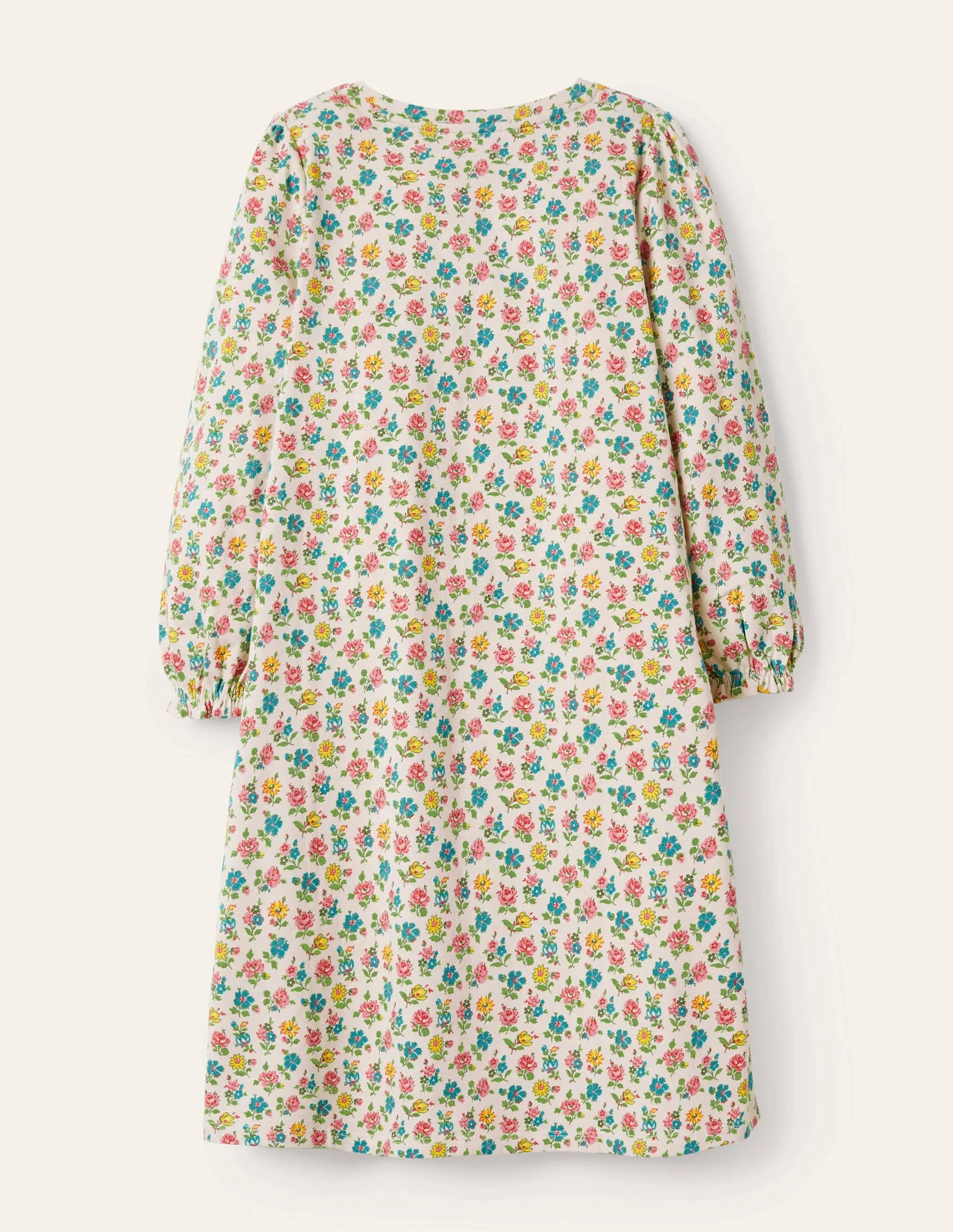 Printed Long-sleeved Nightie-Ivory Patchwork Floral