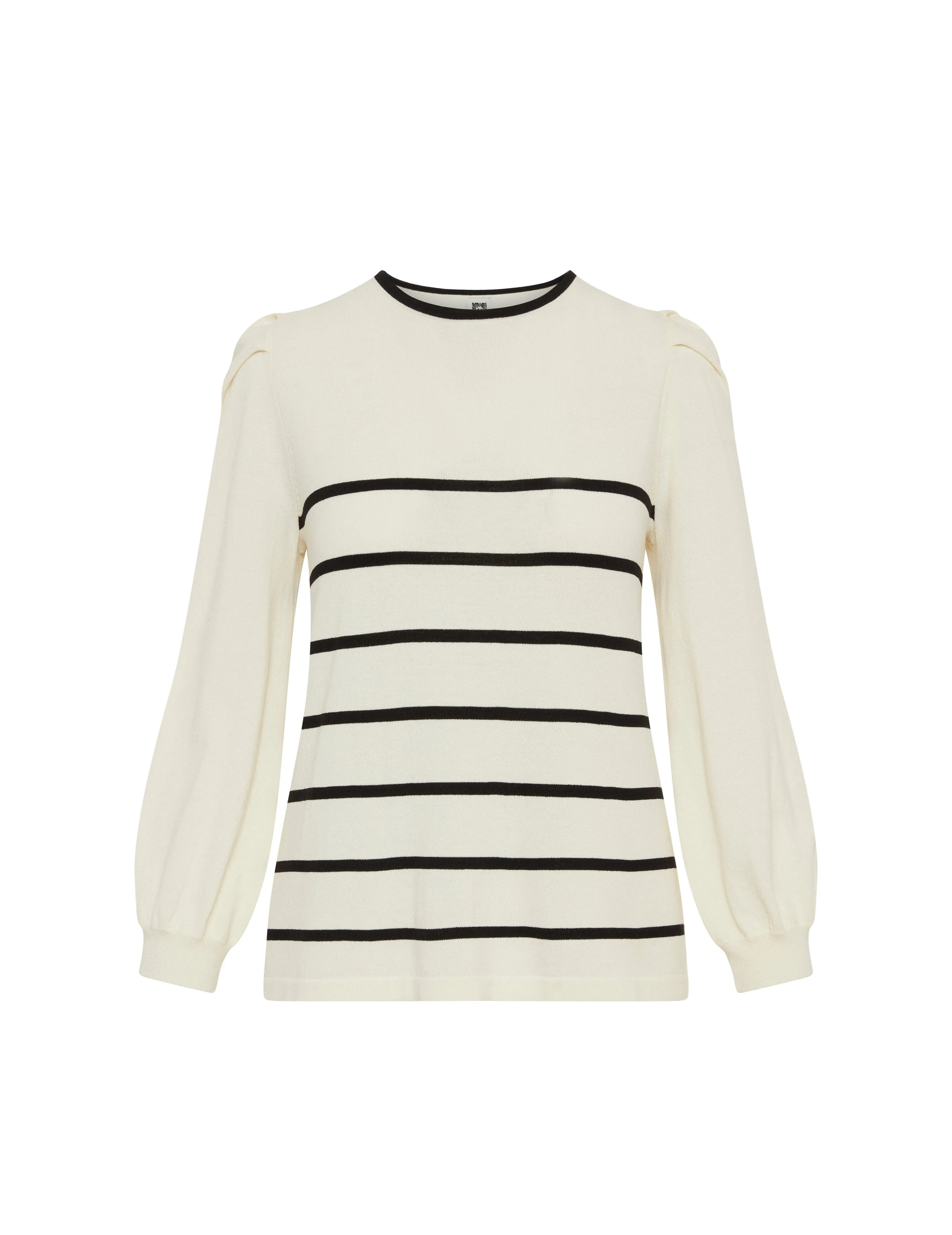Puff Sleeve Crew Neck With Stripes- Sale
