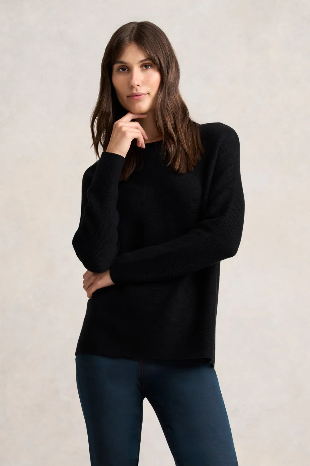 Purl Cotton Jumper - Black