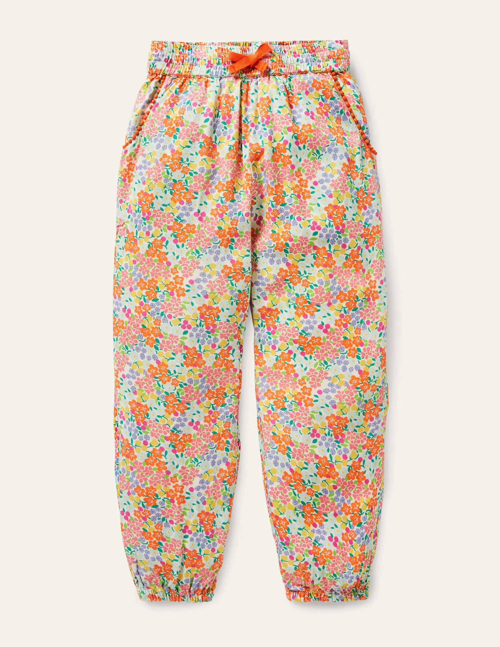 Relaxed Woven Printed Trousers-Multi Tropical Floral
