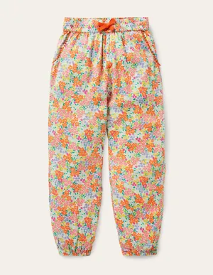 Relaxed Woven Printed Trousers-Multi Tropical Floral