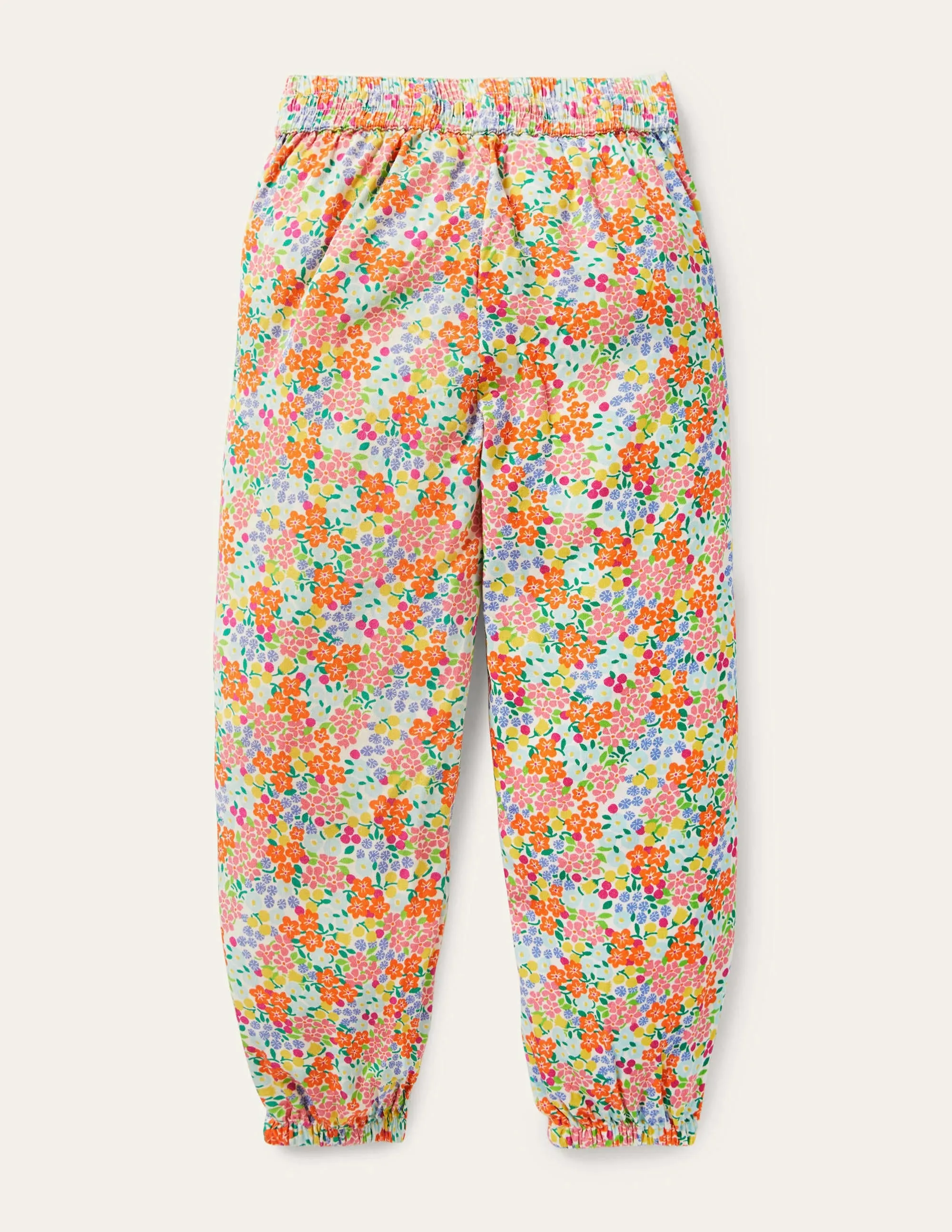 Relaxed Woven Printed Trousers-Multi Tropical Floral