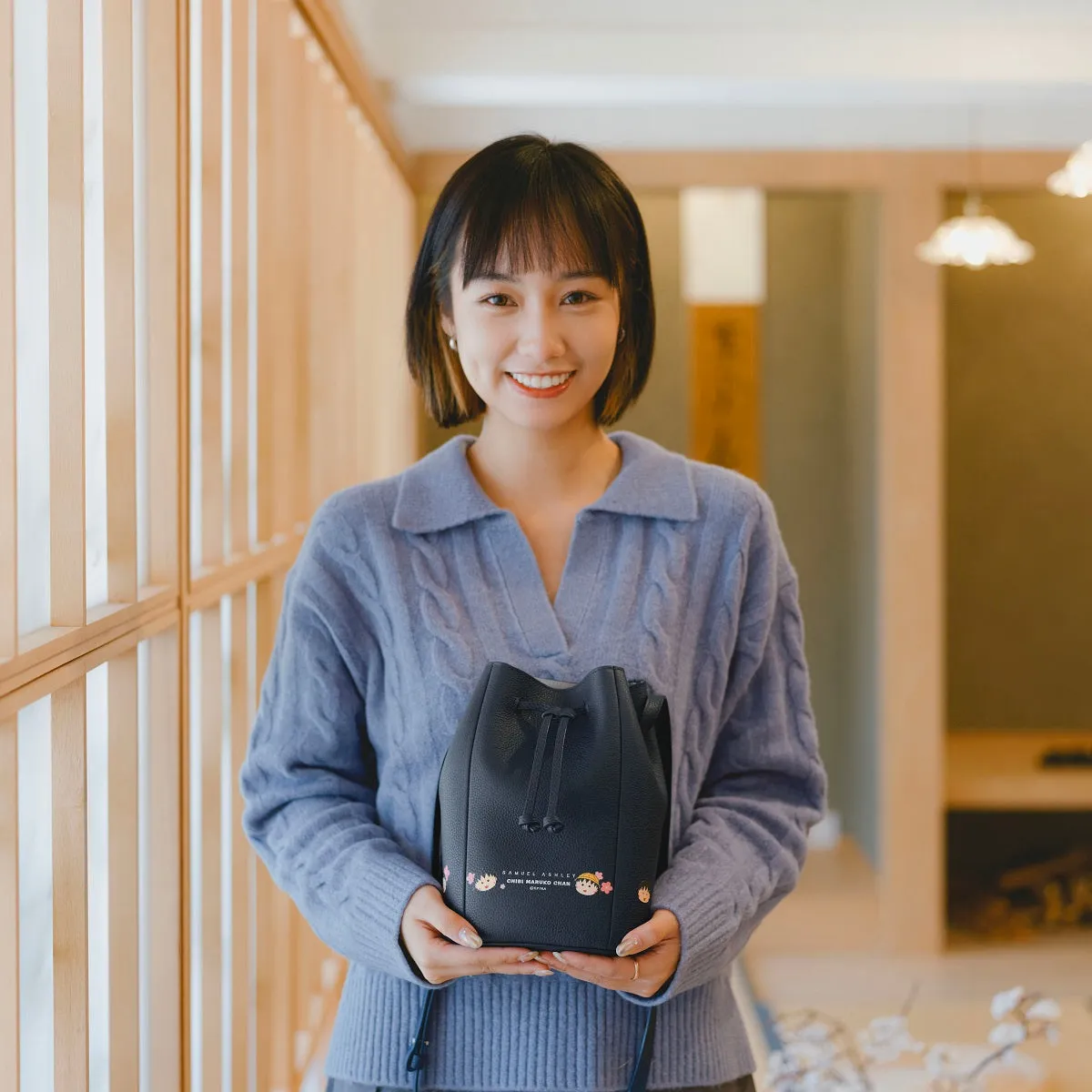 Samuel Ashley x Chibi Maruko Chan Leather Bucket Bag