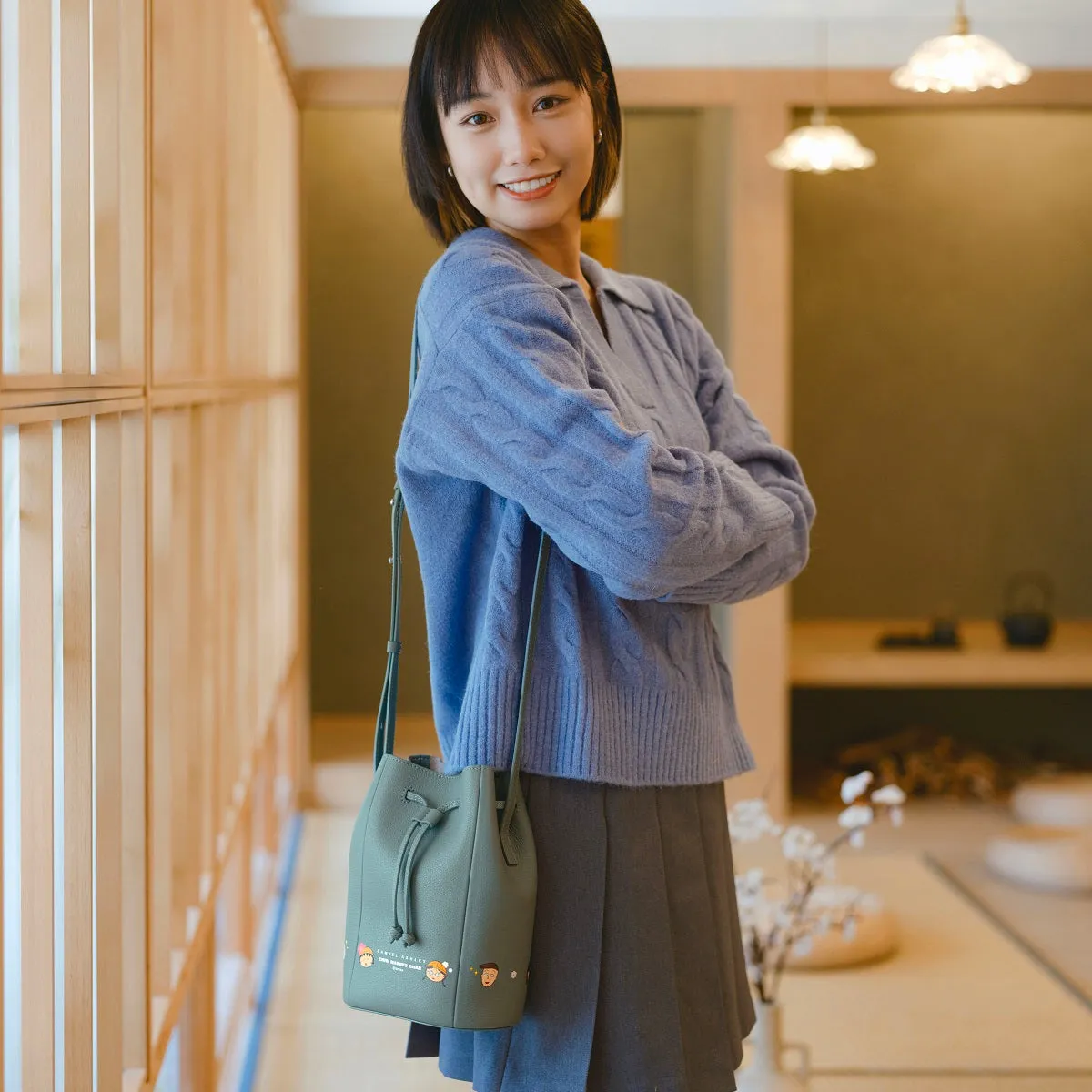 Samuel Ashley x Chibi Maruko Chan Leather Bucket Bag