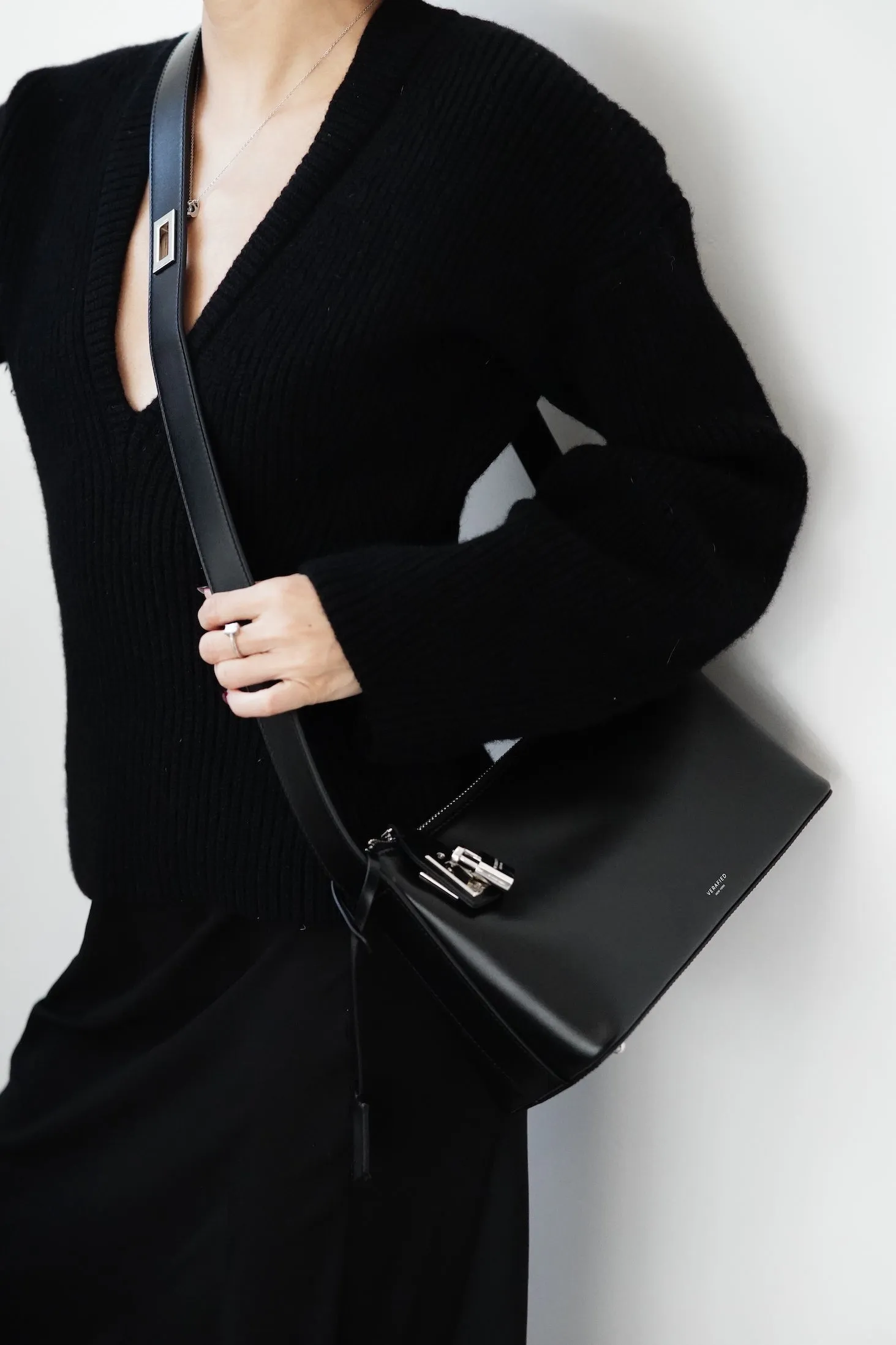 Silver Black Hobo Bag