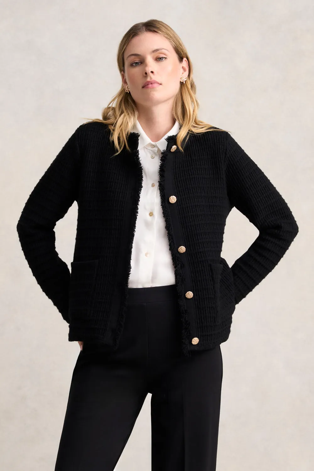 Tweed Knit Jacket - Black