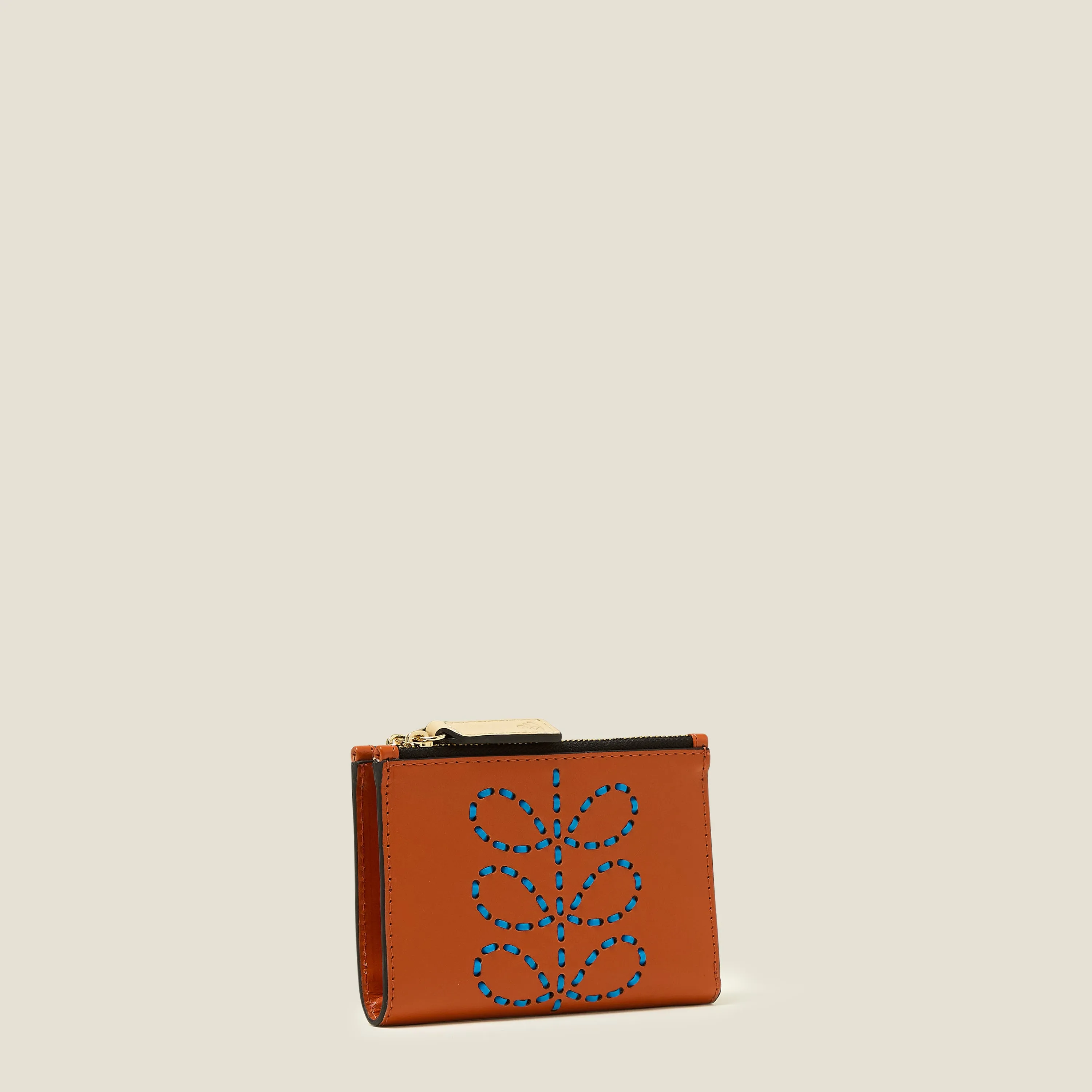 Two Way Coin Purse - Whipstitch Stem Orange