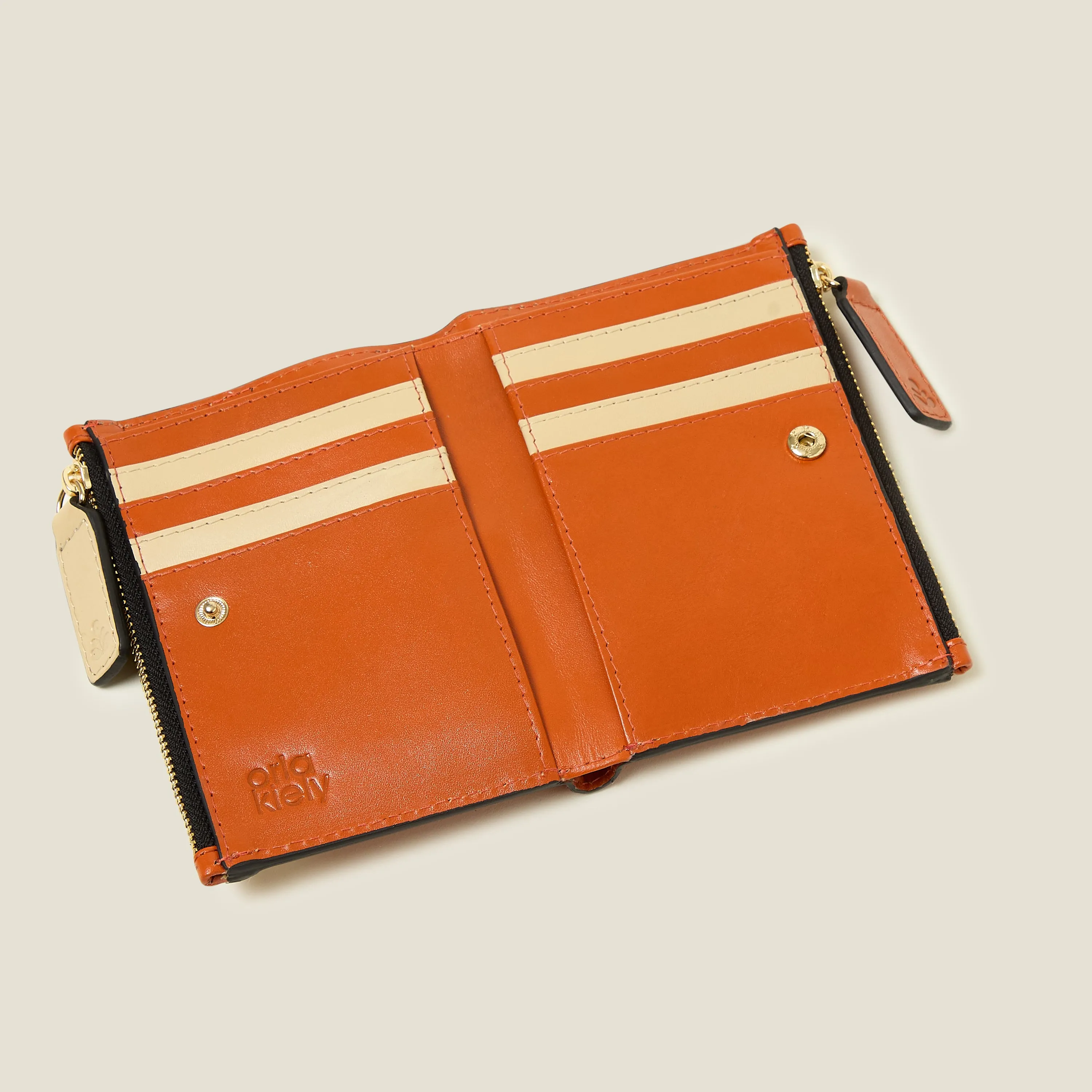 Two Way Coin Purse - Whipstitch Stem Orange