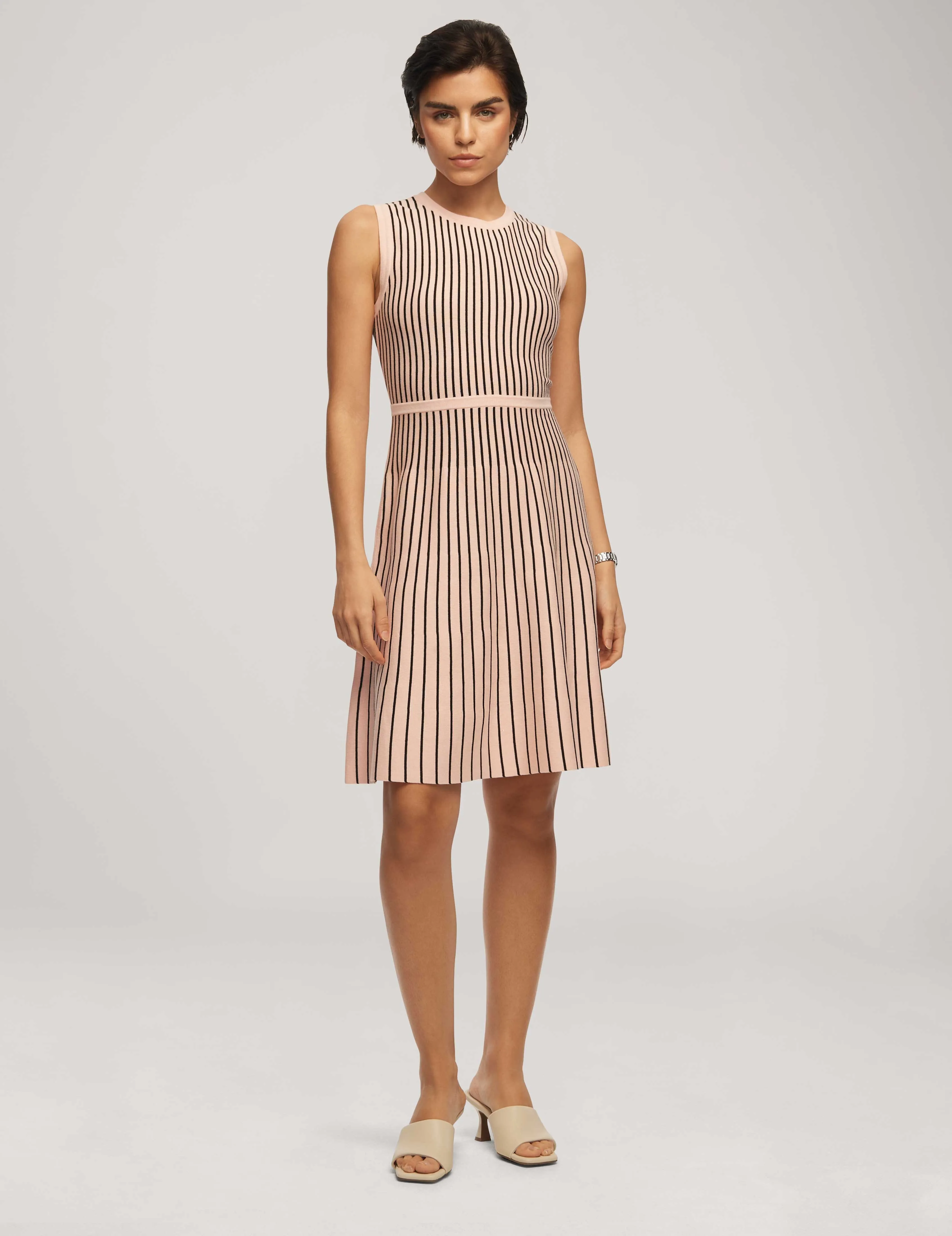 Vertical Stripe Fit And Flare Dress- Sale