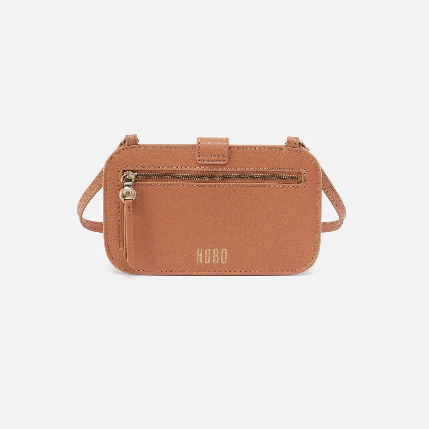 Vida Phone Crossbody in Micro Pebbled Leather - Biscuit