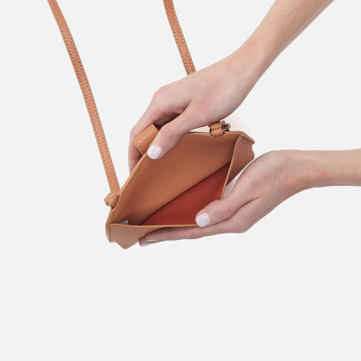 Vida Phone Crossbody in Micro Pebbled Leather - Biscuit