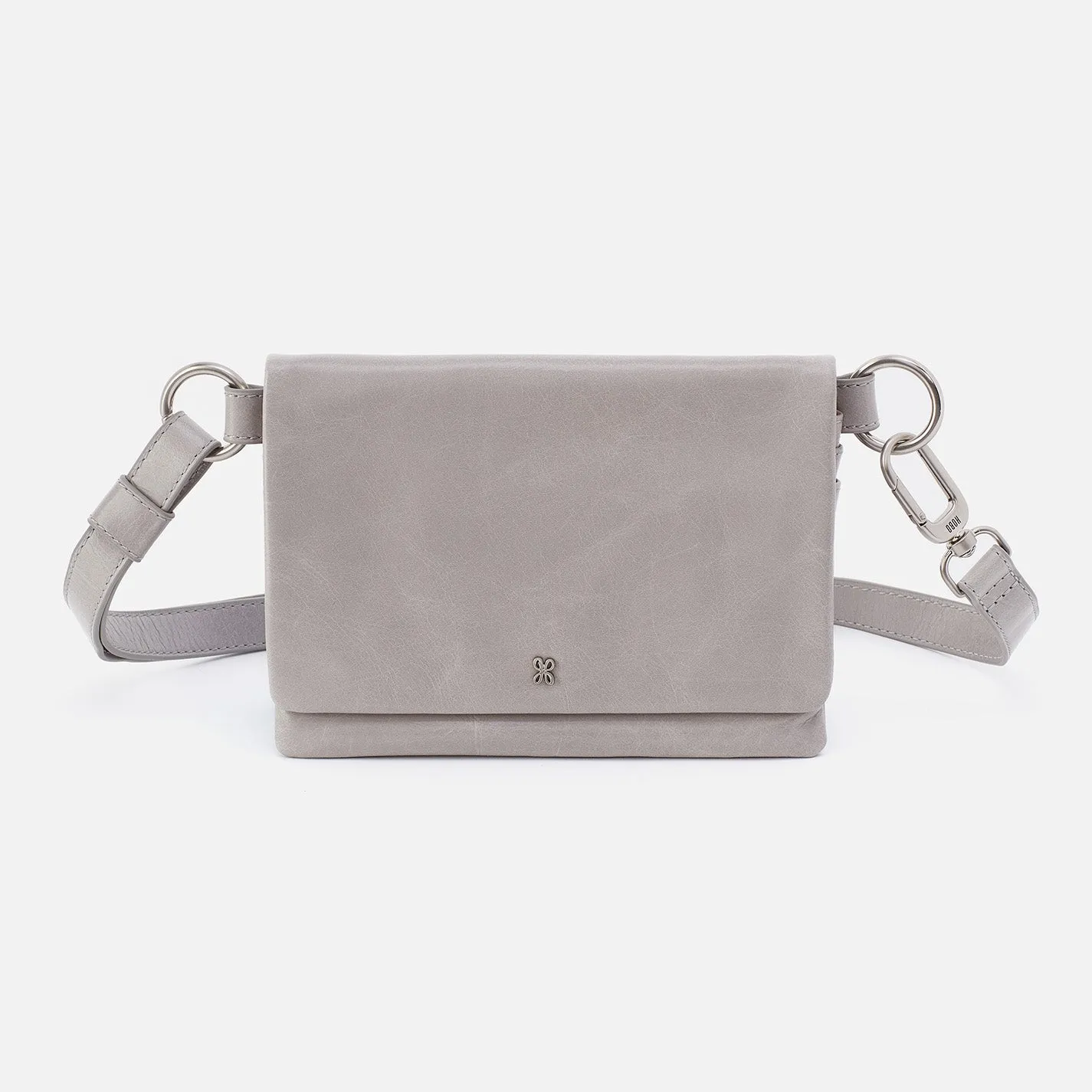 Winn Belt Bag in Polished Leather - Light Grey