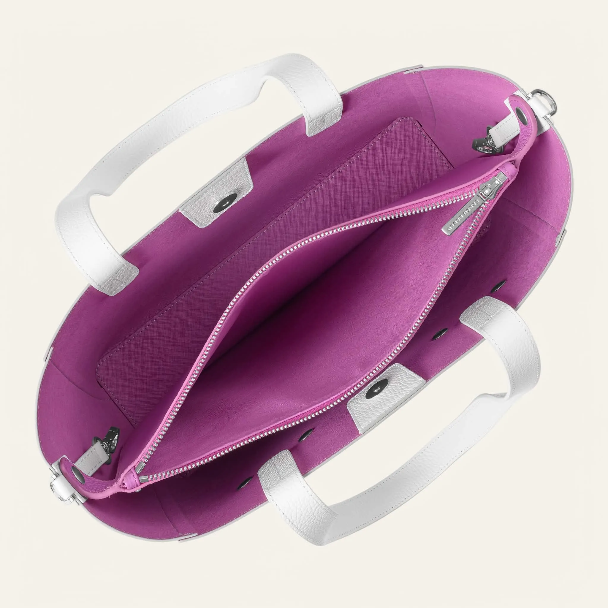Zipped Pocket Divider | Purple Rose with Silver hardware
